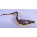 A FOLK ART CARVED AND PAINTED DUCK DECOY. 40 cm wide.