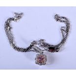 A 14CT DIAMOND NECKLACE. Stamped 14K, Chain 44cm long, Pendant 1.7cm x 0.8cm, weight 2.6g