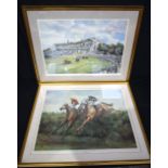 A large framed print of Ascot races by Charles bone together with a another Grand National print by