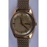 AN 9CT GOLD OMEGA SEAMASTER WRISTWATCH. Dial 3.8cm (incl crown), weight 97.6g