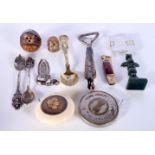 Miscellaneous collection Rolex spoons, watch parts, vintage tape measures, hardstone figures etc.(12