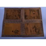 FOUR CHINESE PICTURES 20th Century, mounted in silk. 38 cm x 30 cm. (4)