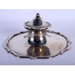 A STERLING SILVER INKWELL. 226 grams overall. 15 cm x 6 cm.