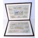 A large framed pair of Horse racing prints by Alfred Bright 42 x 60 cm (2)