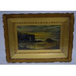 William Gavin Herdman 1805- 1882 , a small framed oil on board of a coastal scene 18 x 30cm