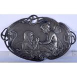 An Art Nouveau WMF repoussé pin tray 27 x 16 cm .