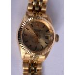 AN 18CT GOLD LADIES ROLEX OYSTER DATE MADE FOR TIFFANY. Dial 2.8cm (incl crown), weight 57.5g