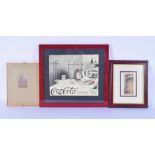 A framed Coca-Cola related print together with two other small artworks 24 x 28 cm (3).