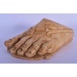 A PLASTER GRAND TOUR TYPE PLASTER FIGURE OF A ROMAN FOOT. 14 cm x 9 cm.