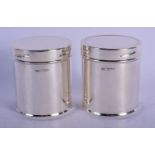A PAIR OF 1960S SILVER TEA CADDIES AND COVERS by Mappin & Webb. Sheffield 1966. 8.5 cm x 7.5 cm.