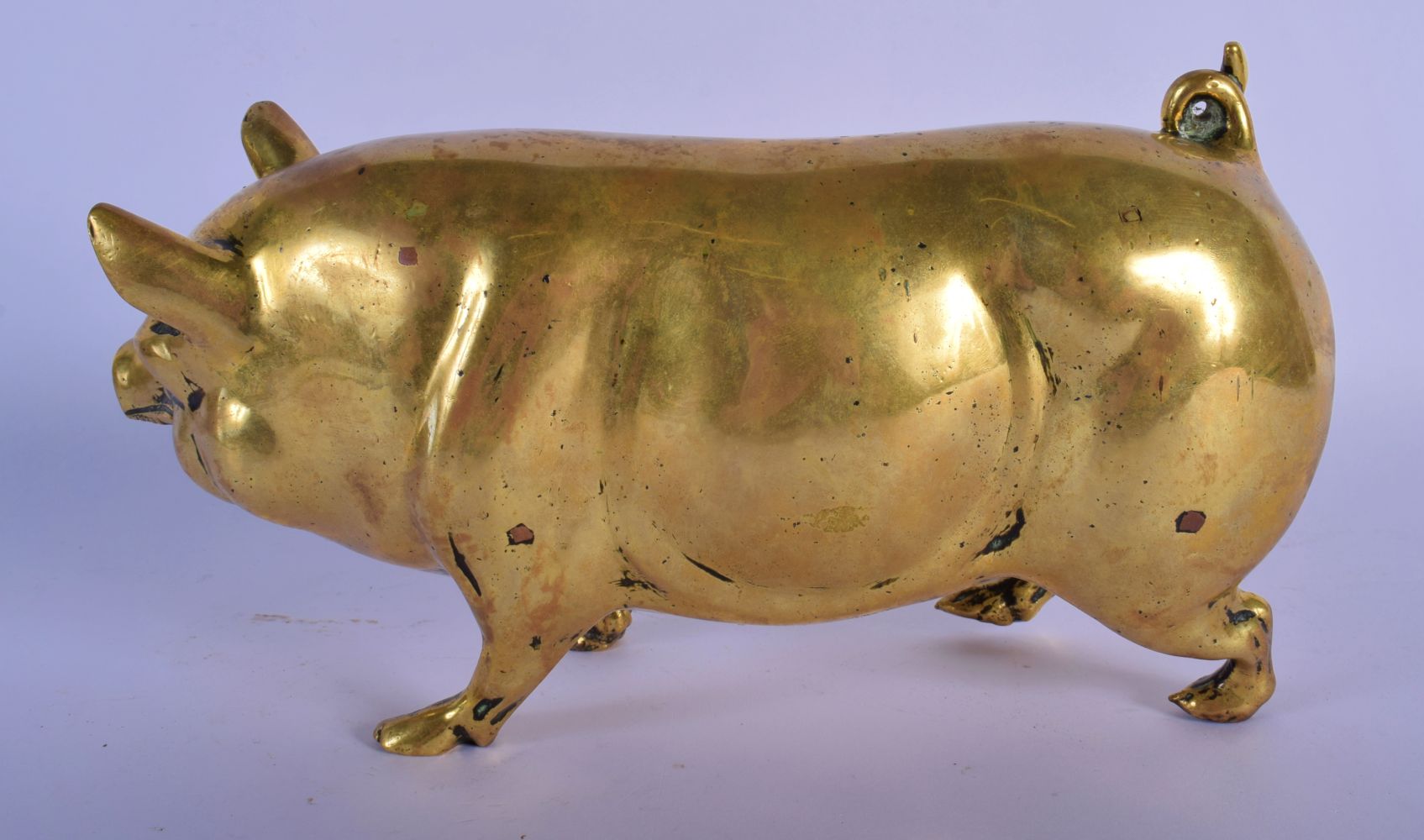 A HEAVY 18TH/19TH CENTURY EUROPEAN BRONZE FIGURE OF A STANDING PIG modelled scowling. 22 cm x 12 cm. - Image 2 of 4