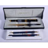 A JAGUAR DESK SET COMPRISING FOUNTAIN PEN AND LETTER OPENER TOGETHER WITH A PEN AND PENCIL SET. Fou