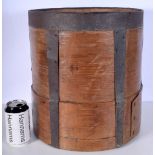 An antique wooden metal bound grain measure 37 x 33 cm