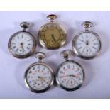 5 ANTIQUE SILVER POCKET WATCHES, various sizes. (5)