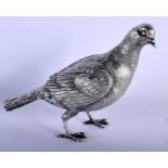 A CONTINENTAL SILVER FINELY DETAILED MODEL OF A PIGEON 17cm x 13cm, stamped 800, weight 601g