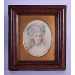 AN ANTIQUE PAINTED IVORY PORTRAIT MINIATURE. 11 cm x 11 cm overall.