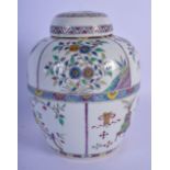 A LATE 19TH CENTURY CHINESE FAMILLE ROSE GINGER JAR AND COVER bearing Kangxi marks to base. 15 cm x