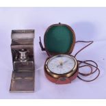 A small cased American WW II medical needle sterilizer together with a cased Altimeter 6cm