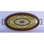 A RARE CHARMING SECESSIONIST MOVEMENT CRUSHED GLASS AND MAHOGANY SERVING TRAy with fan shaped decora