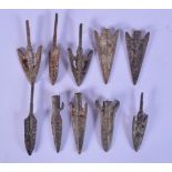 A Collection of bronze arrowheads