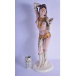 A VERY LARGE 1950S ITALIAN CERAMIC FIGURE OF A STANDING NUDE FEMALE DANCER in the manner of Lenci, m