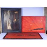 A framed abstract oil on canvas by Milan Dzokic together with two other abstracts 63 x 47 cm (3)