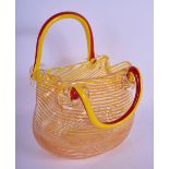 A VINTAGE MURANO YELLOW AND RED GLASS BASKET. 24 cm x 14 cm.