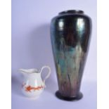 A MEISSEN PORCELAIN JUG together with Tiffany style vase. Largest 30 cm high. (2)