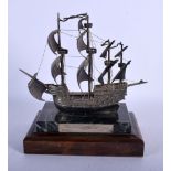 A SILVER MODEL OF THE MARY ROSE. Birmingham 1928. 460 grams. 15 cm x 15 cm.