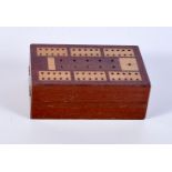 A Wooden inlaid cribbage box 13 x 8 .