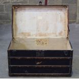 An antique Goyard wood and leather Trunk . This Trunk once the property of Frederick Harold Wykes (1