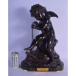 Attributed to Charles-Gabriel Sauvage Lemire (1741-1827) Bronze, Enfant A L'arc. 47 cm x 28 cm overa