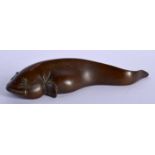 A JAPANESE BRONZE DOLPHIN. 13.2cm x 4.3cm, weight 360g