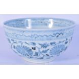 A Chinese blue and white bowl decorated with palm and lotus possibly export bowl for Islamic market