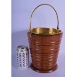 A CHARMING 19TH CENTURY DITCH RIBBED BRASS MOUNTED BUCKET with swing handle. 34 cm x 16 cm inc handl