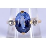 ANTIQUE 18CT SAPPHIRE AND DIAMOND RING. Size R, weight 4.8g