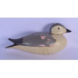 A FOLK ART CARVED AND PAINTED DUCK DECOY. 23 cm wide.