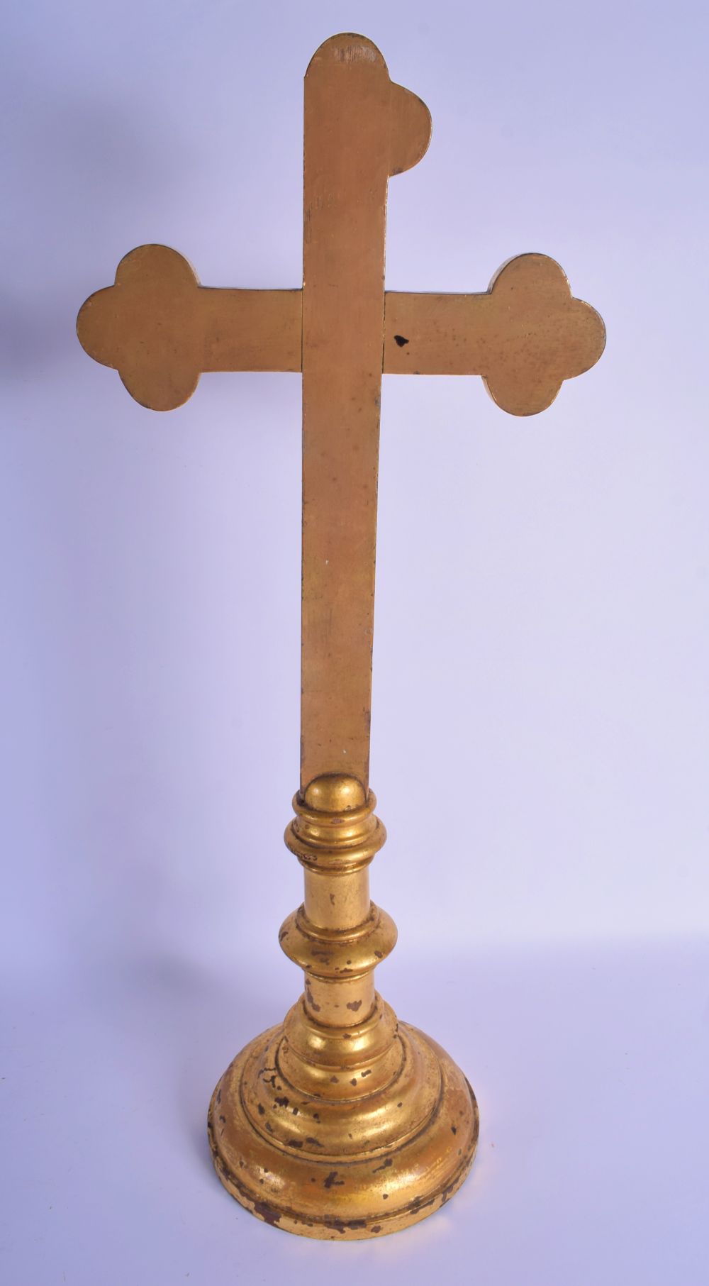 A GOOD 18TH CENTURY BRONZE AND GILT WOOD CORPUS CHRISTI of typical form, modelled upon a stepped cru - Image 6 of 6