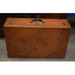 A VINTAGE LOUIS VUITTON BROWN LEATHER SUITCASE. 22 cm x 70 cm x 44 cm.