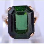 A 14CT GOLD AND EMERALD RING. Size P, weight 7.4g, Emerald 16.6mm x 12.8mm