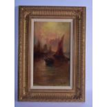 Dutch School (19th Century) Oil on canvas, Boating scene. Image 38 cm x 24 cm.