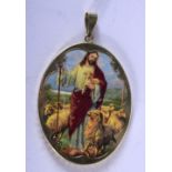 A 14CT GOLD MOUNTED PENDANT DEPICTING CHRIST WITH "ECCE HOMO" ON THE REVERSE. 4.8cm x 3cm, weight 1