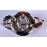 A SCOTTISH STYLE WHITE METAL BROOCH. 5.6cm x 3.3cm, weight 14.3g