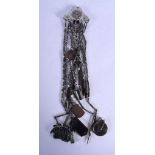 AN ANTIQUE STEEL CHATELAINE with assorted fittings. 285 grams. Buckle 7 cm x 5 cm.