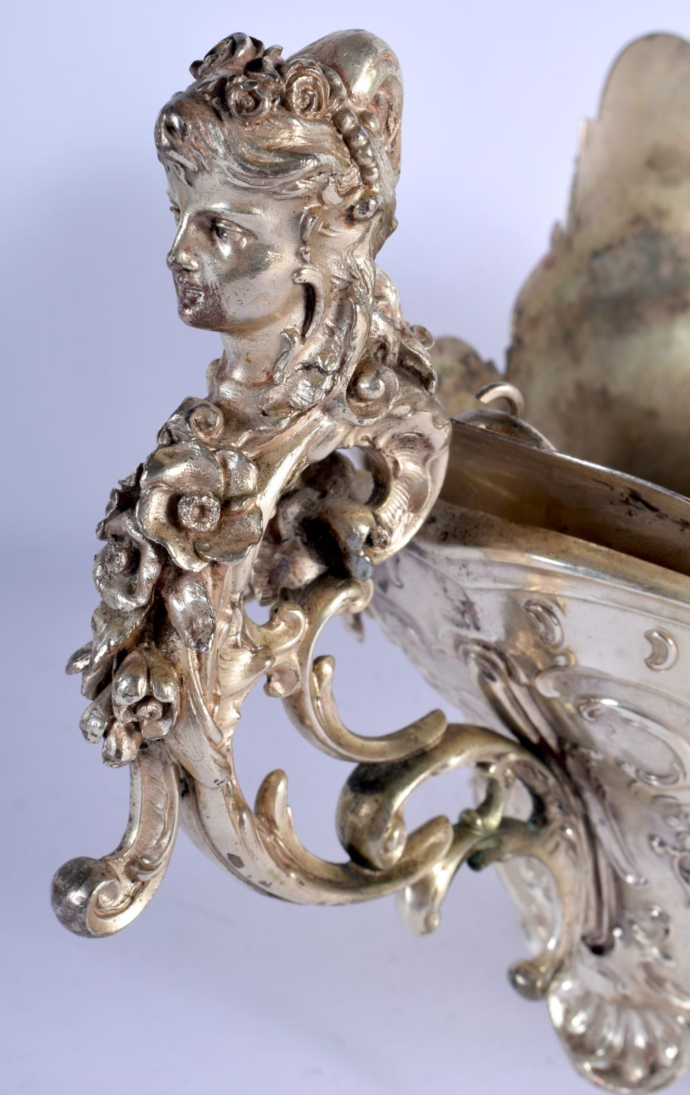 A LARGE EARLY 20TH CENTURY GERMAN NEO CLASSICAL SILVER CENTREPIECE by Friedlander, decorated with ma - Image 3 of 6