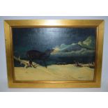 Norman Edgar framed oil on canvas of a stag by a river 35 x 52 cm.