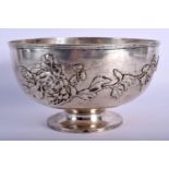 A LATE 19TH CENTURY CHINESE EXPORT SILVER BOWL decorated in relief with insects and foliage. 556 gra