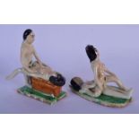 TWO EARLY 20TH CENTURY CHINESE PORCELAIN EROTIC FIGURES Late Qing/Republic. 6.5 cm x 7 cm. (2)