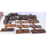 A collection of vintage wooden tools including block and beading planes (Qty)