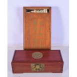 A boxed Mah Jong set together with a small Chinese wooden box with lock 8 x 27cm (2)
